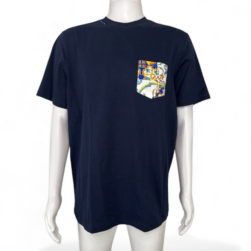 Coton e Colors Navy Tee with Graphic Pocket